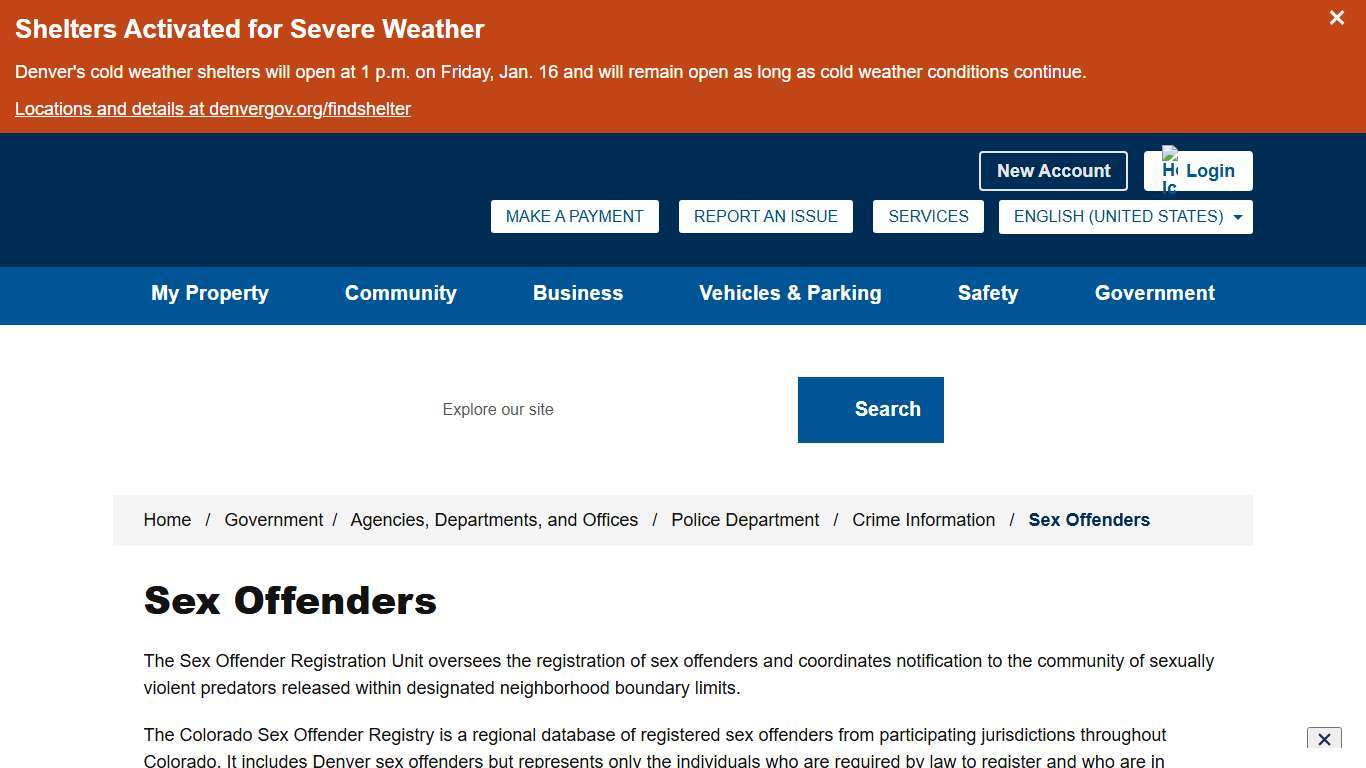 Sex Offenders - City and County of Denver