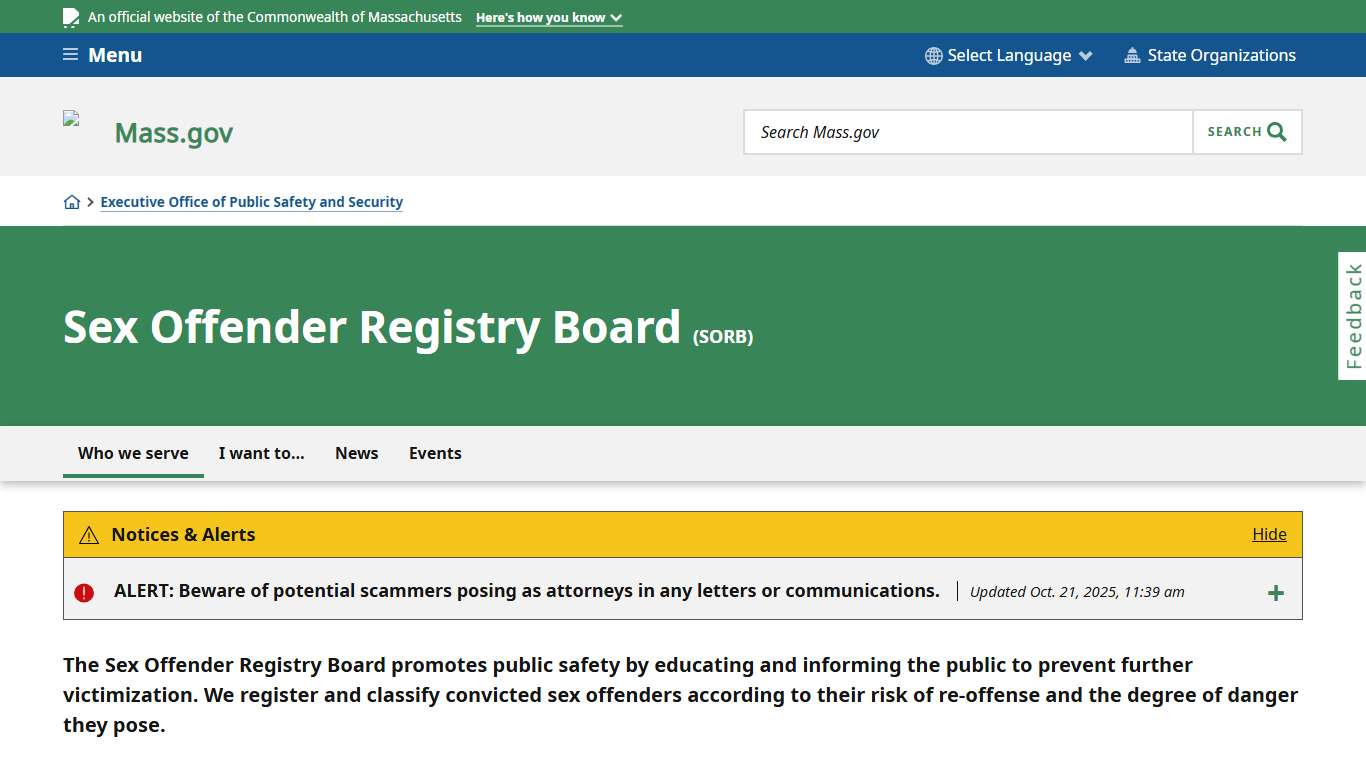 Sex Offender Registry Board Mass.gov