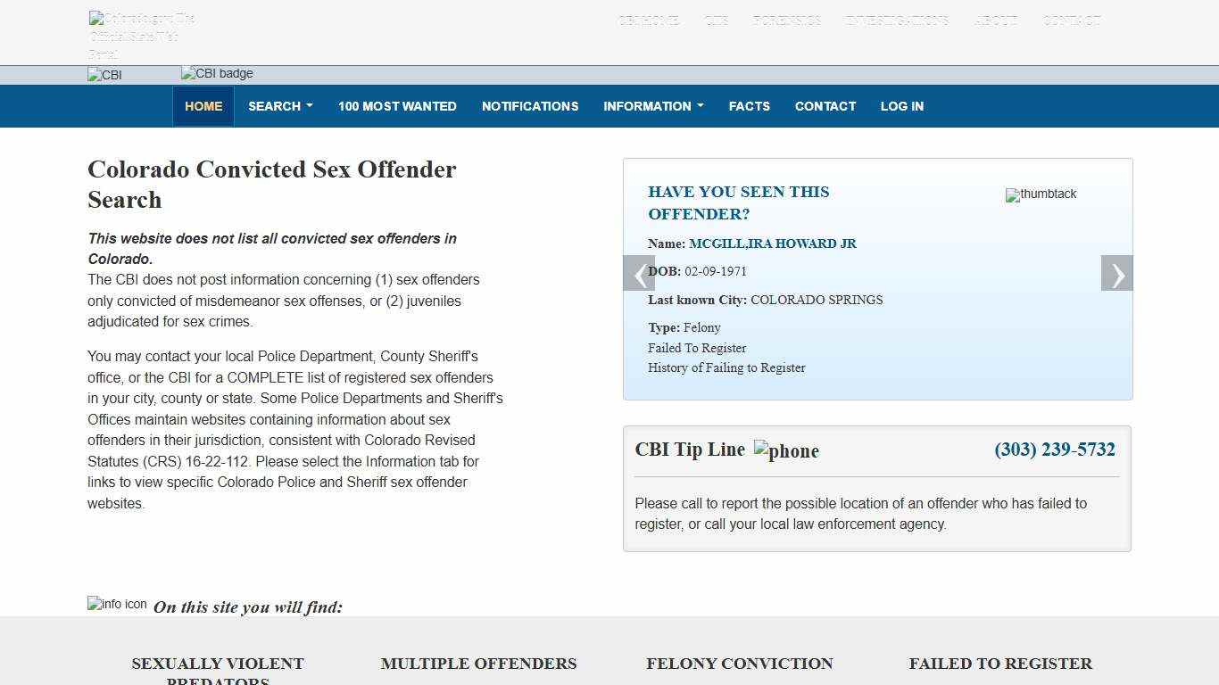 CBI: Sex Offender Registry
